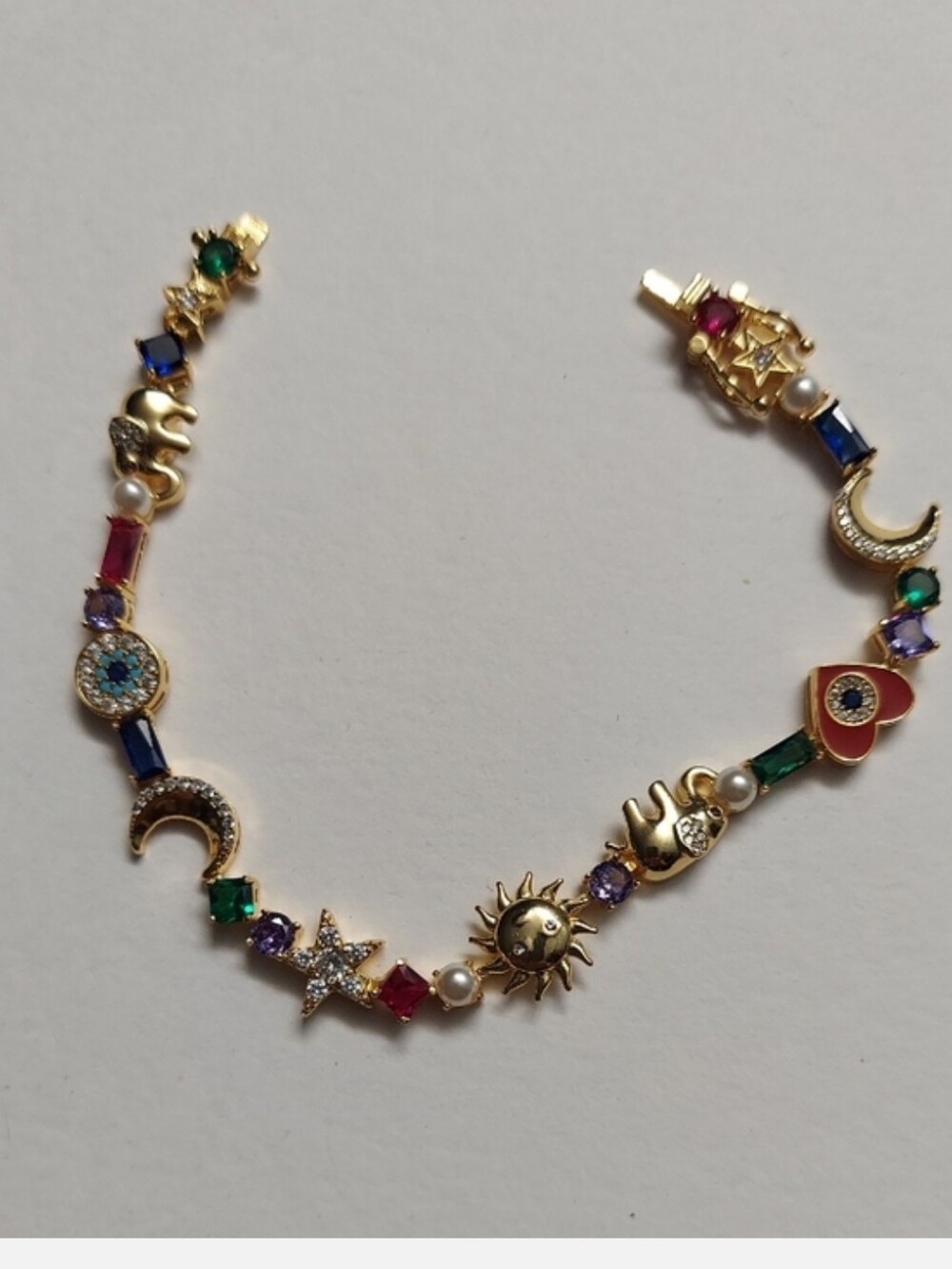 Kate Spade Gold Multicolor Celestial Charm Tennis Bracelet New - Picture 2 of 10